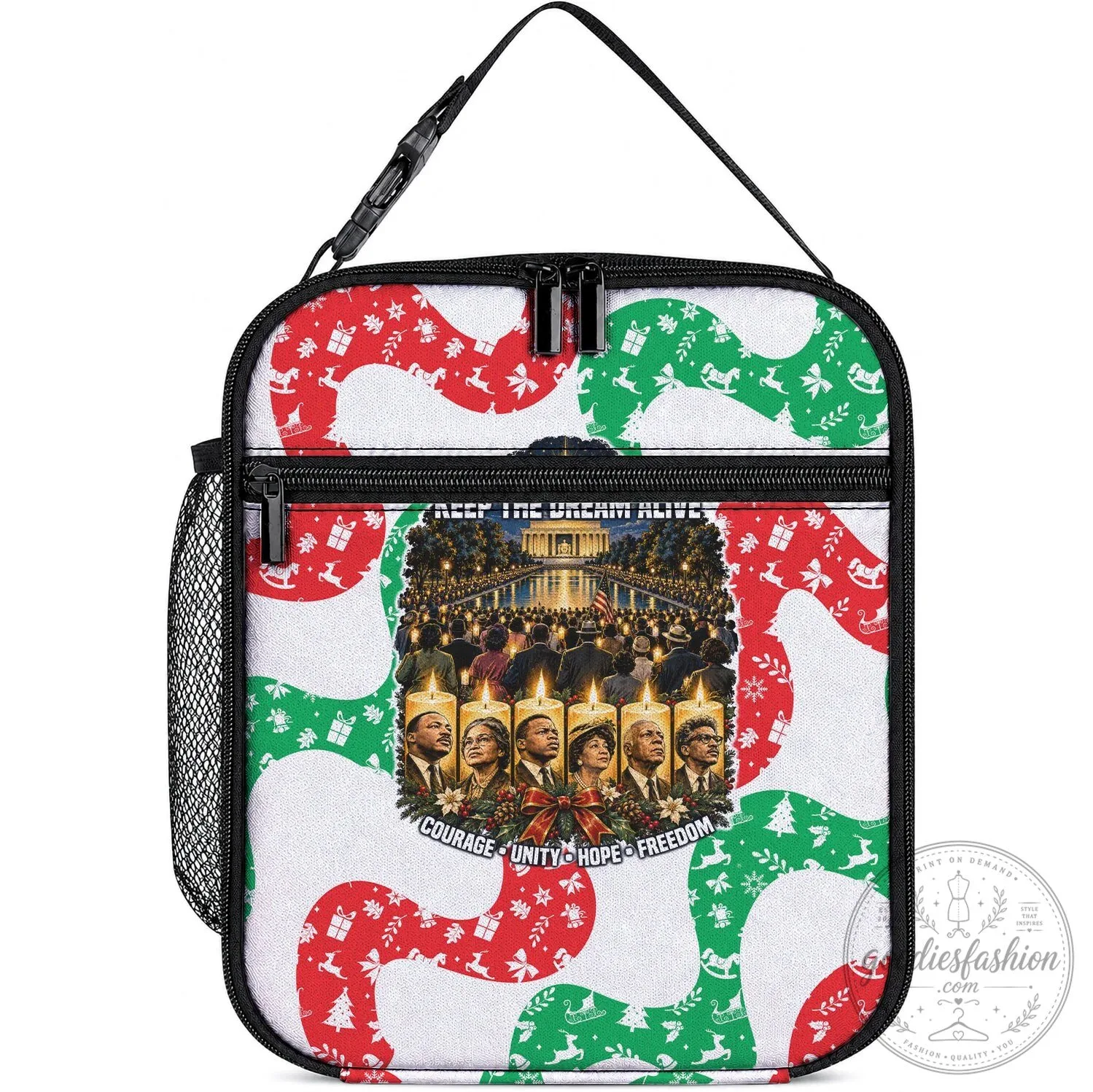 Civil Rights Leaders Christmas Lunch Bag Vintage Black History Hope Freedom Art