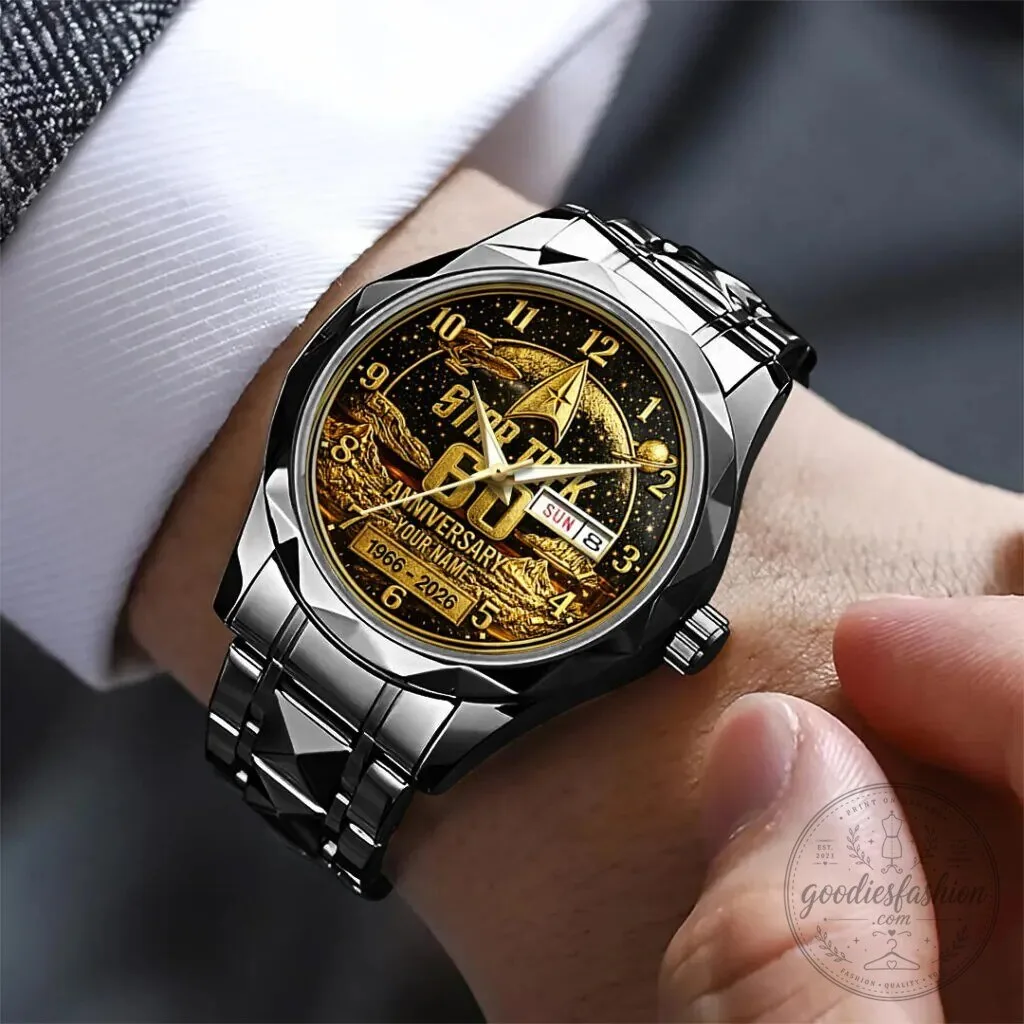 Star Trek 60th Anniversary Gold Quartz Watch, Customizable Name Engraving 10 Star Trek 60th Anniversary Gold Quartz Watch, Customizable Name Engraving