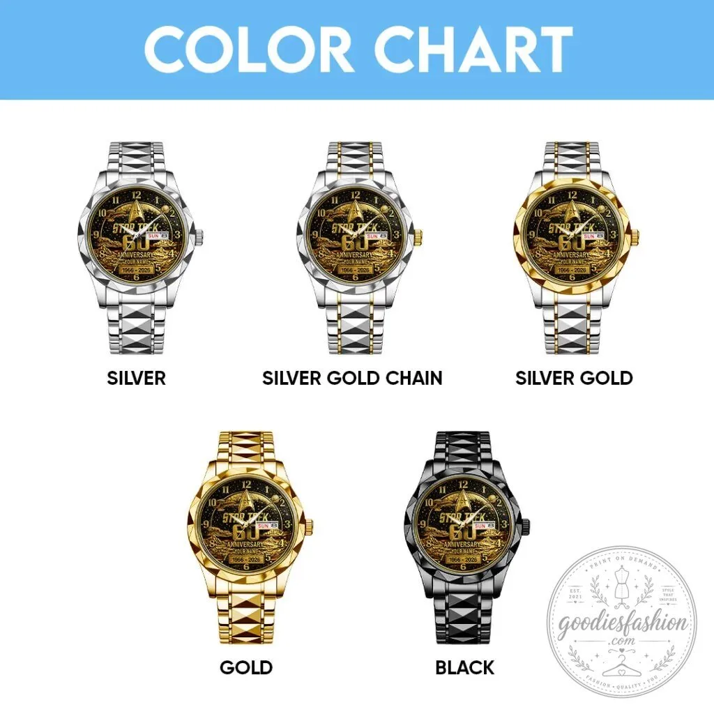 Star Trek 60th Anniversary Gold Quartz Watch, Customizable Name Engraving 11 Star Trek 60th Anniversary Gold Quartz Watch, Customizable Name Engraving