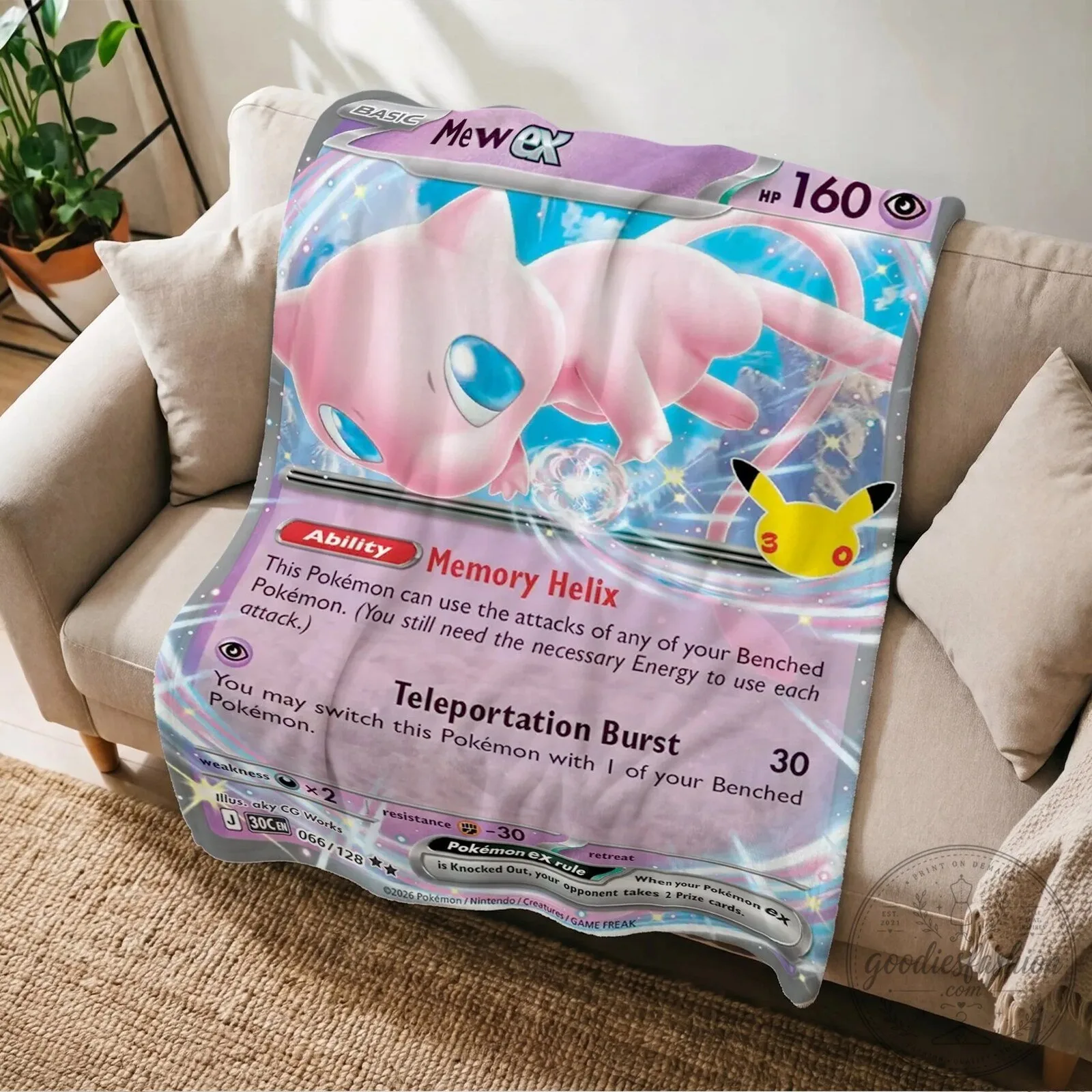 Pokemon Mew EX Trading Card Game Fleece Blanket