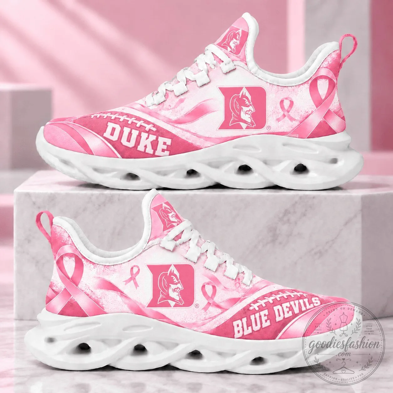 Duke Blue Devils Breast Cancer Awareness Pink Ribbon Running Shoes