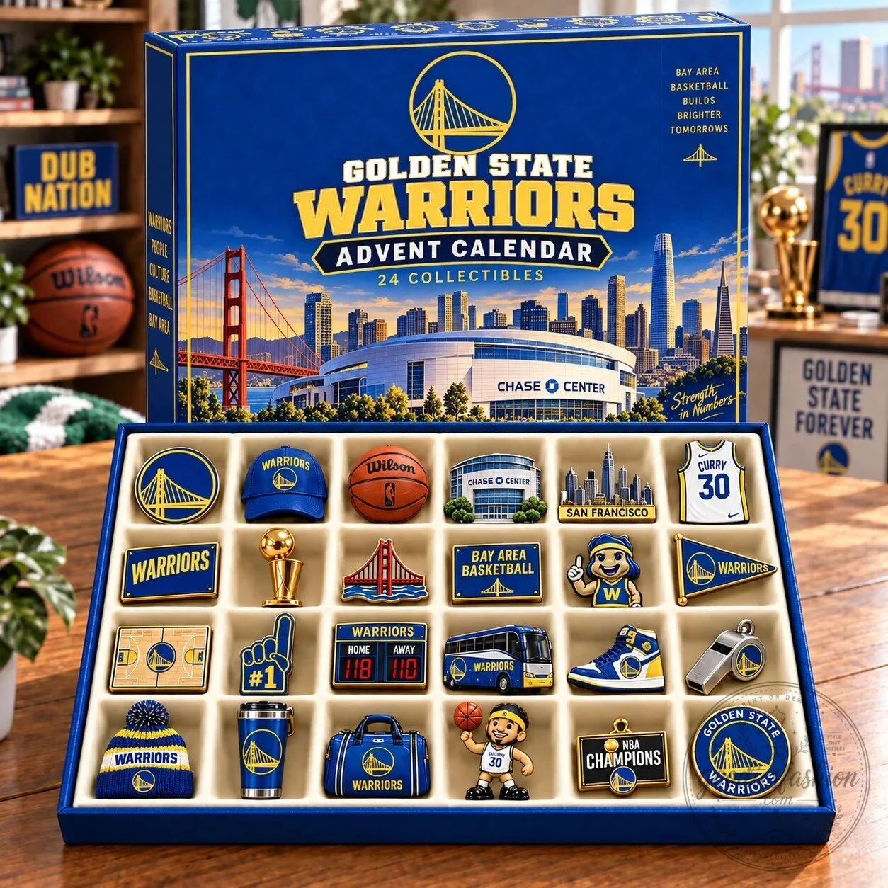 Golden State Warriors NBA Basketball Team Advent Calendar 24 Collectibles Gift Set 2D 1 Golden State Warriors NBA Basketball Team Advent Calendar 24 Collectibles Gift Set
