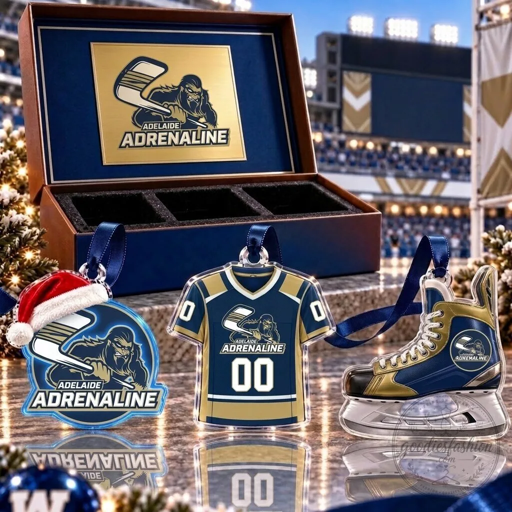 Adelaide Adrenaline Ice Hockey Team Full Set of 3 Acrylic Christmas Ornaments