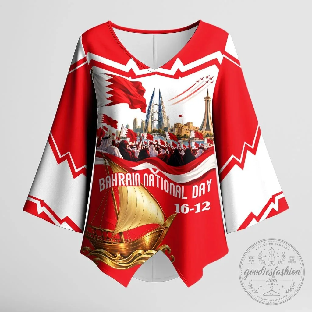 Bahrain National Day Celebration Kimono Sleeve Blouse Top