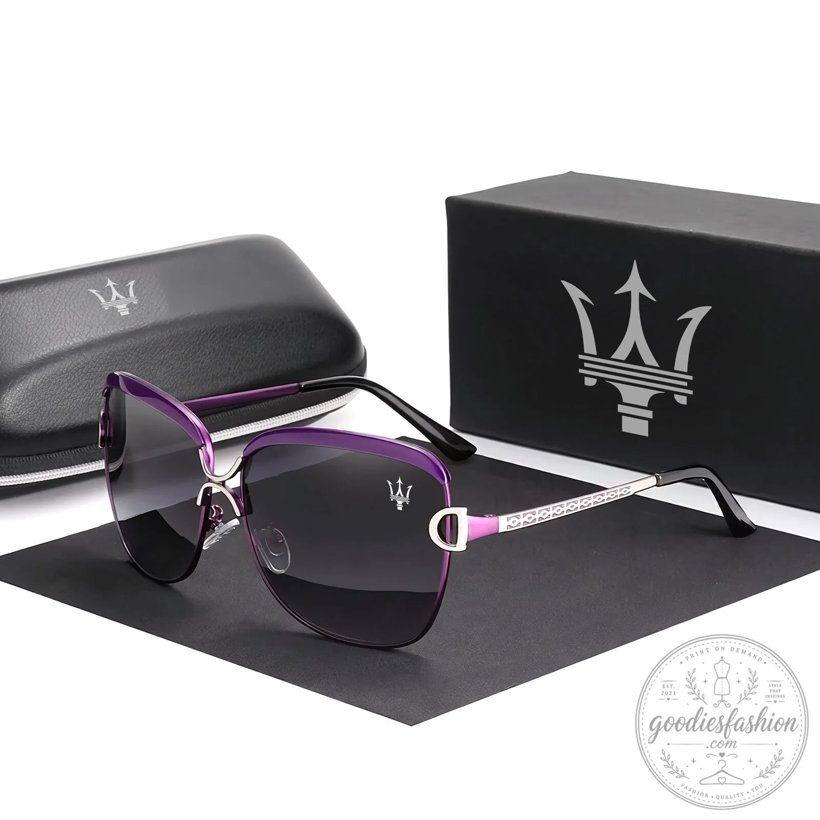 Maserati Trident Logo Red Frame Polarized UV400 Women's Sunglasses 16 Maserati Trident Logo Red Frame Polarized UV400 Women