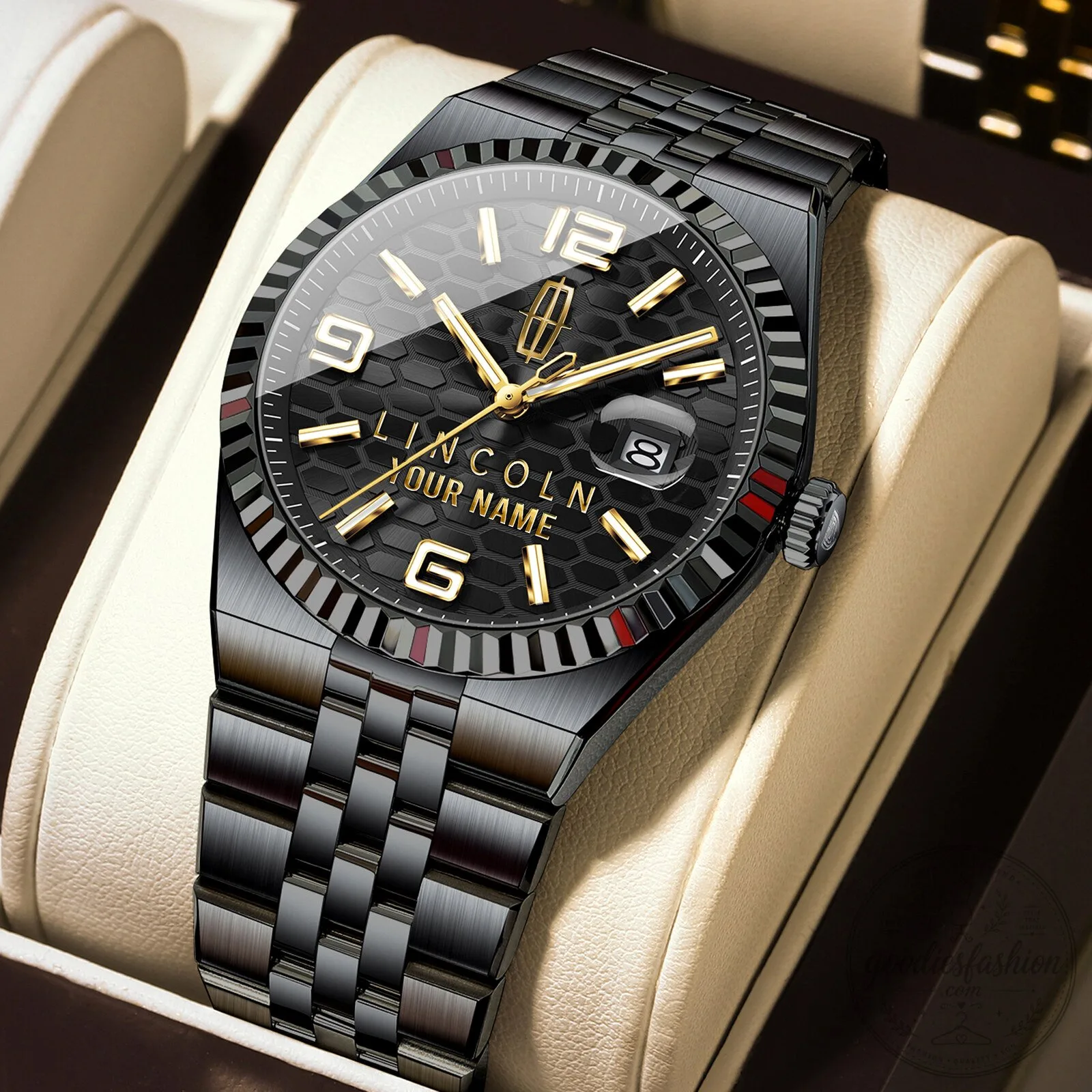 Lincoln Custom Name Elegant Fashion Design Men's Stainless Steel Watch 19 Lincoln Custom Name Elegant Fashion Design Men