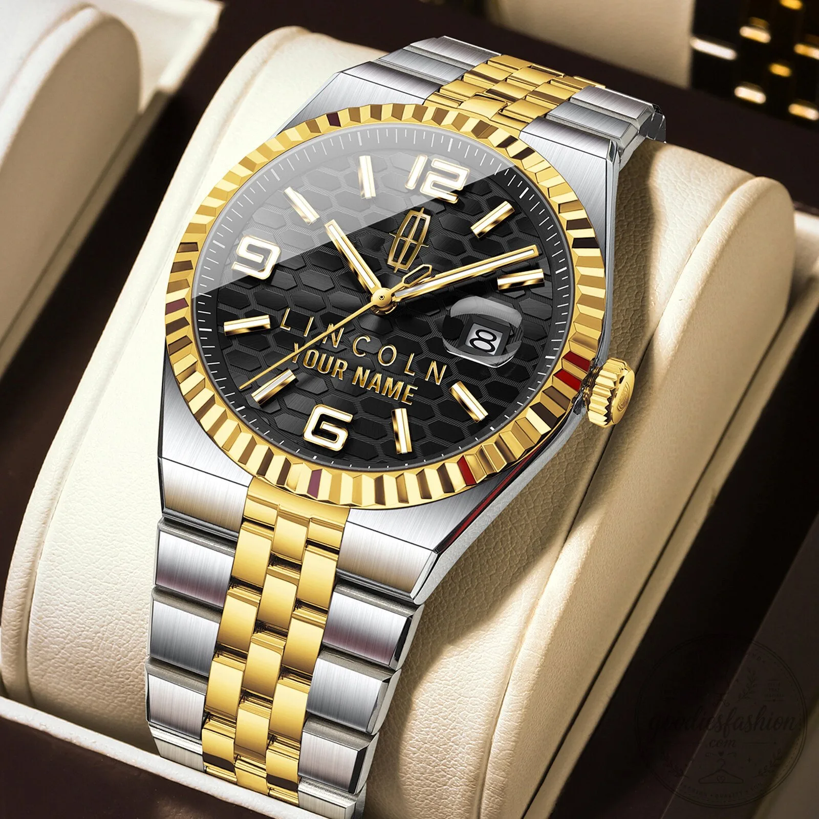 Lincoln Custom Name Elegant Fashion Design Men's Stainless Steel Watch 20 Lincoln Custom Name Elegant Fashion Design Men