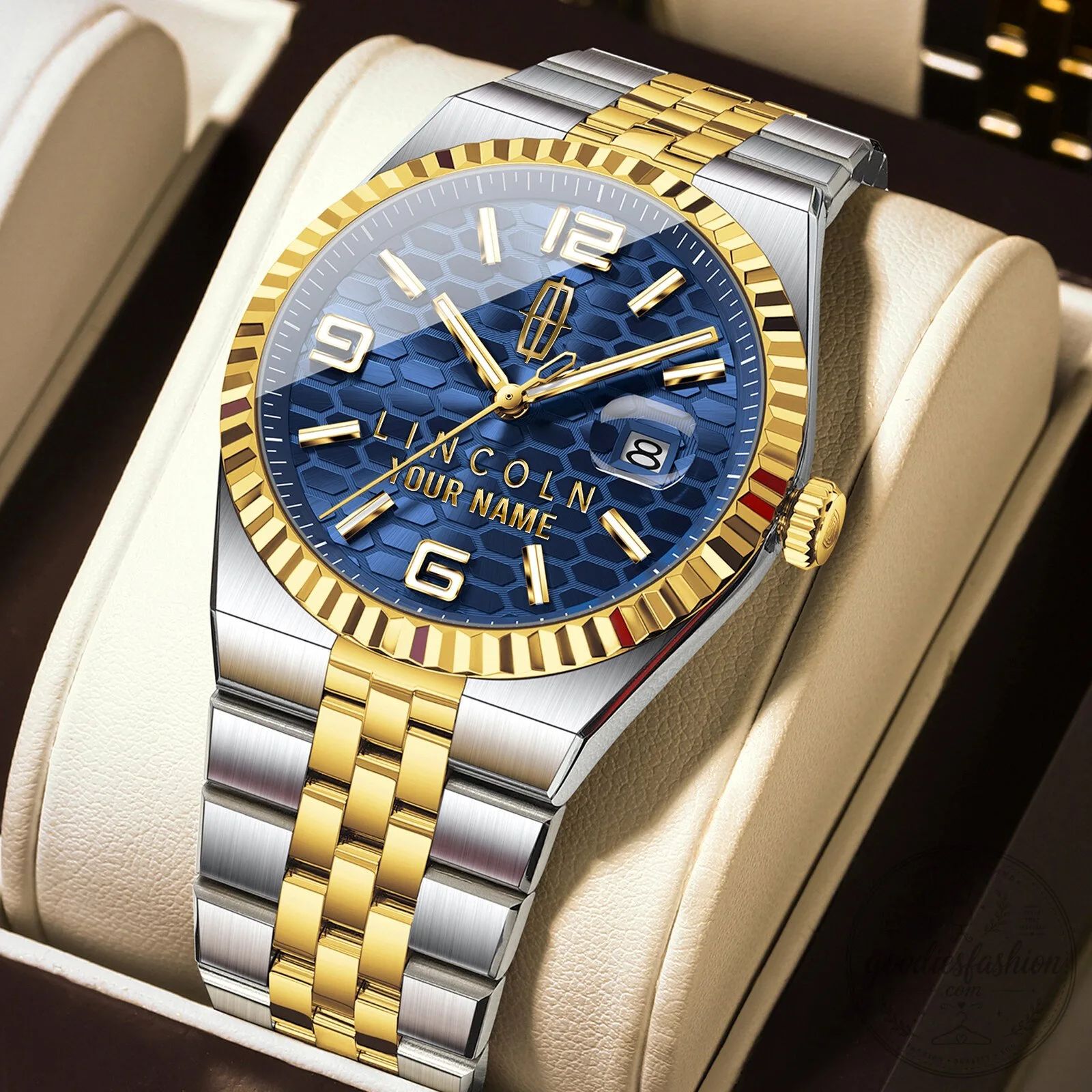 Lincoln Custom Name Elegant Fashion Design Men's Stainless Steel Watch 21 Lincoln Custom Name Elegant Fashion Design Men