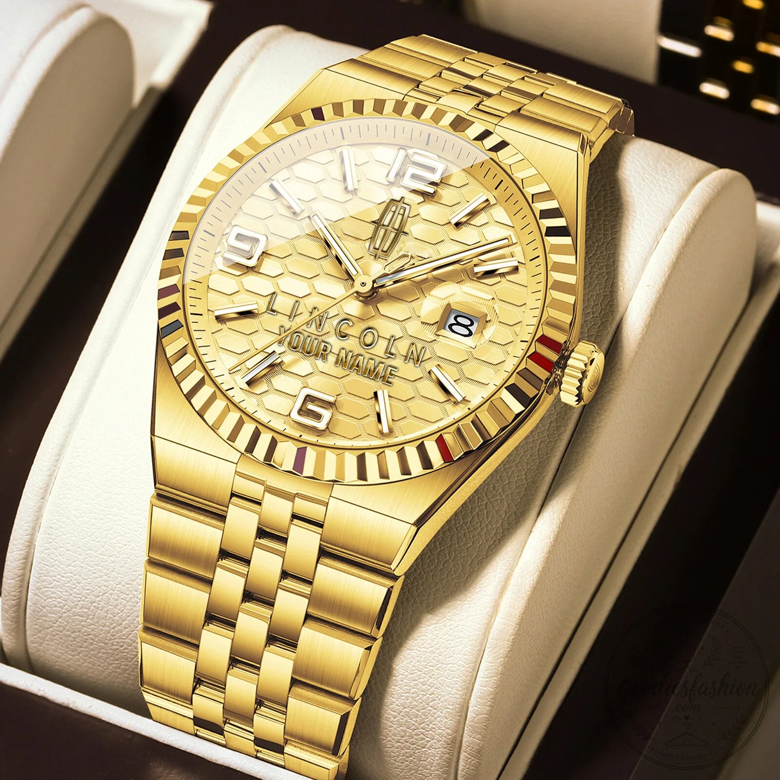 Lincoln Custom Name Elegant Fashion Design Men's Stainless Steel Watch 22 Lincoln Custom Name Elegant Fashion Design Men