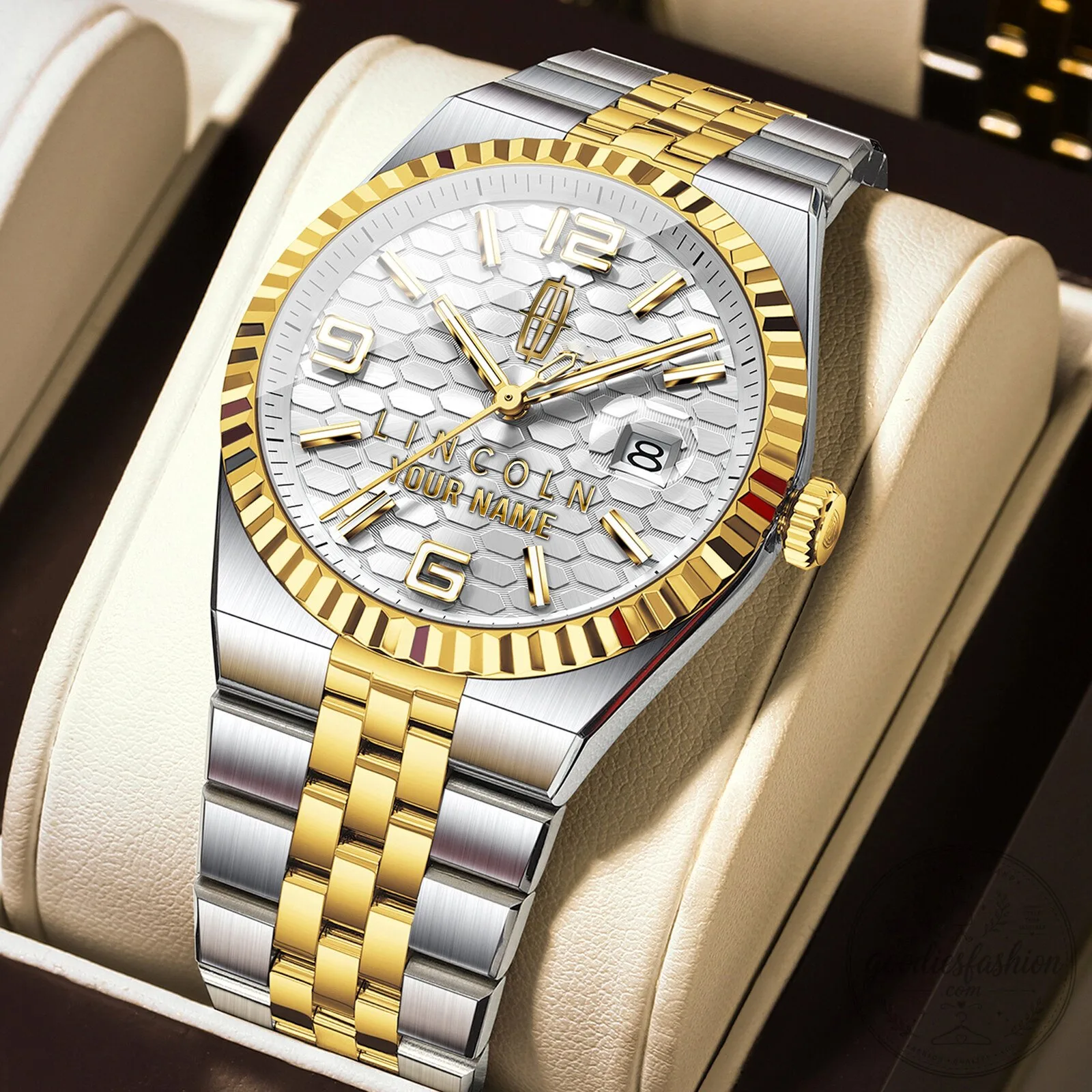 Lincoln Custom Name Elegant Fashion Design Men's Stainless Steel Watch 23 Lincoln Custom Name Elegant Fashion Design Men