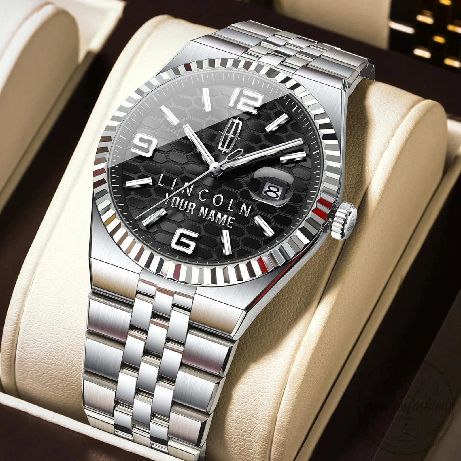 Lincoln Custom Name Elegant Fashion Design Men's Stainless Steel Watch 24 Lincoln Custom Name Elegant Fashion Design Men