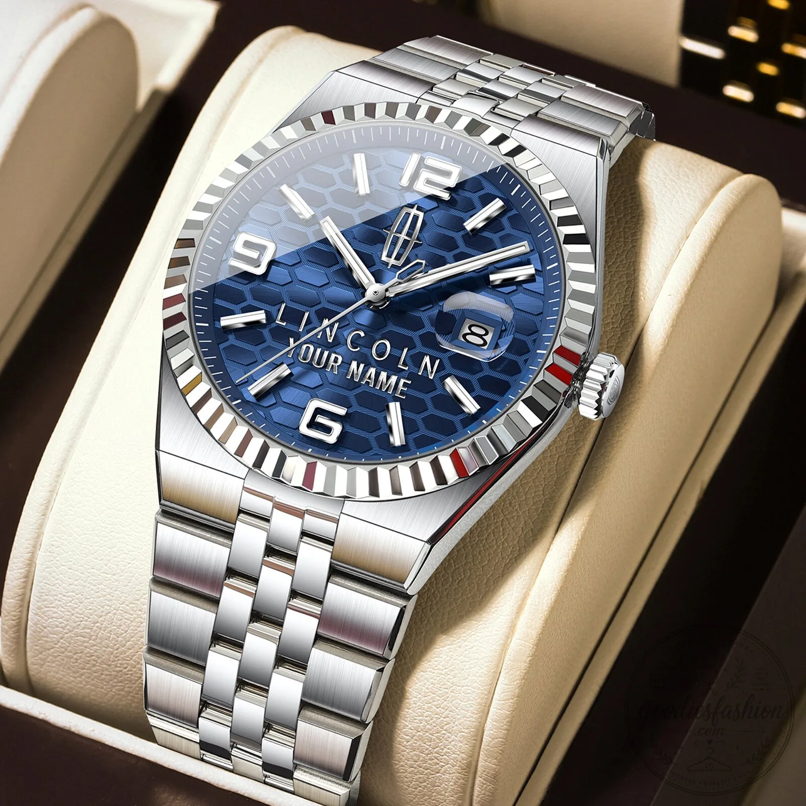 Lincoln Custom Name Elegant Fashion Design Men's Stainless Steel Watch 25 Lincoln Custom Name Elegant Fashion Design Men