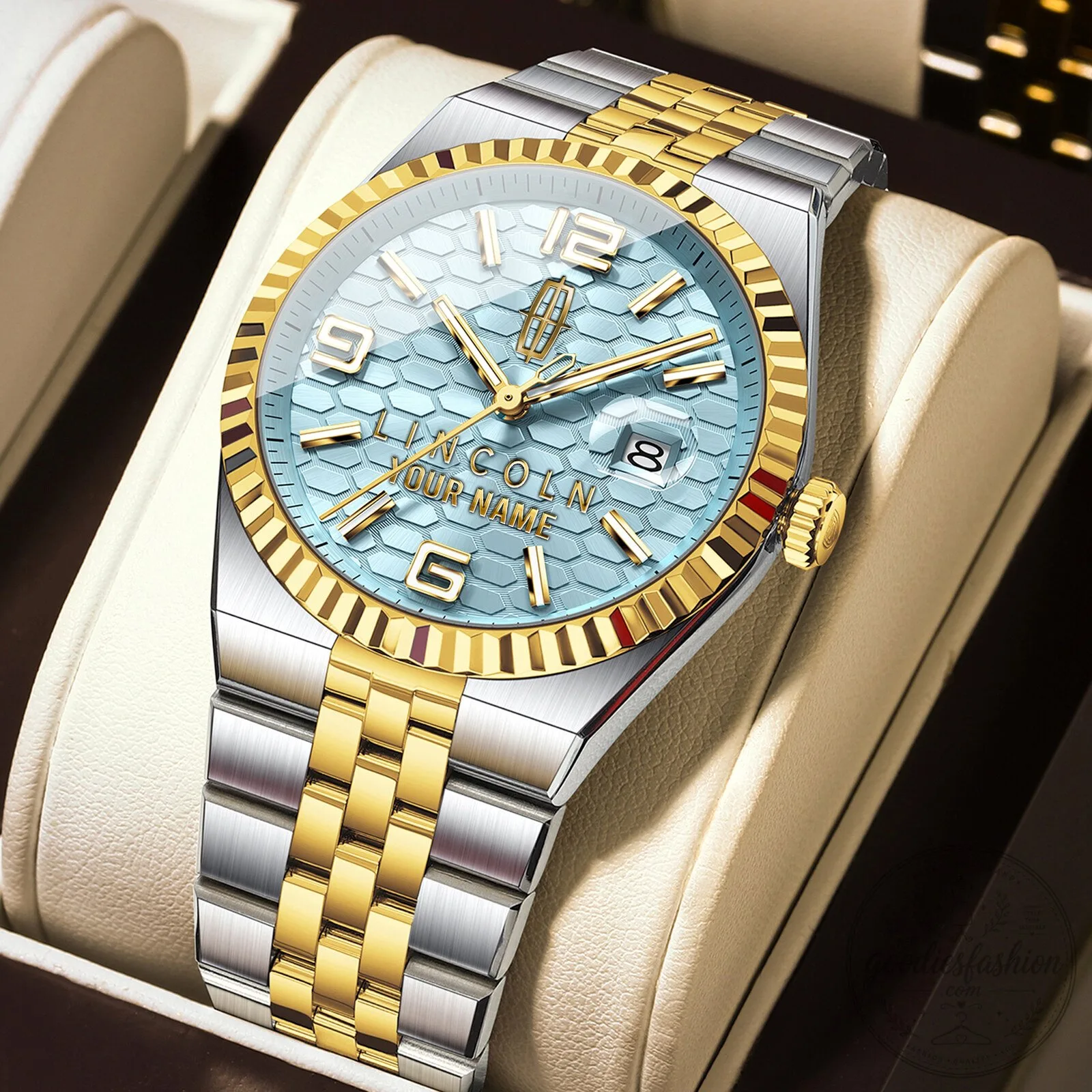 Lincoln Custom Name Elegant Fashion Design Men's Stainless Steel Watch 26 Lincoln Custom Name Elegant Fashion Design Men