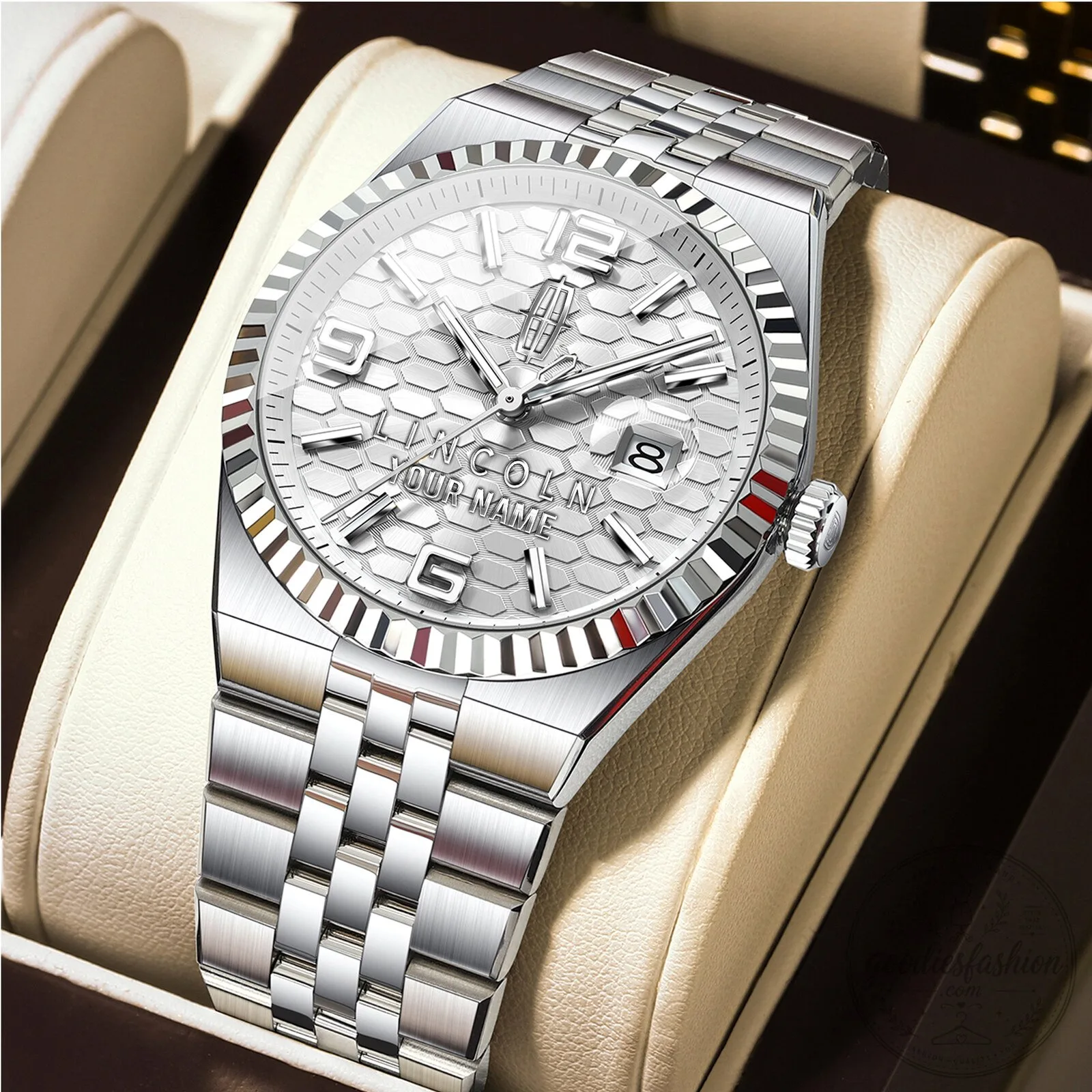Lincoln Custom Name Elegant Fashion Design Men's Stainless Steel Watch 27 Lincoln Custom Name Elegant Fashion Design Men