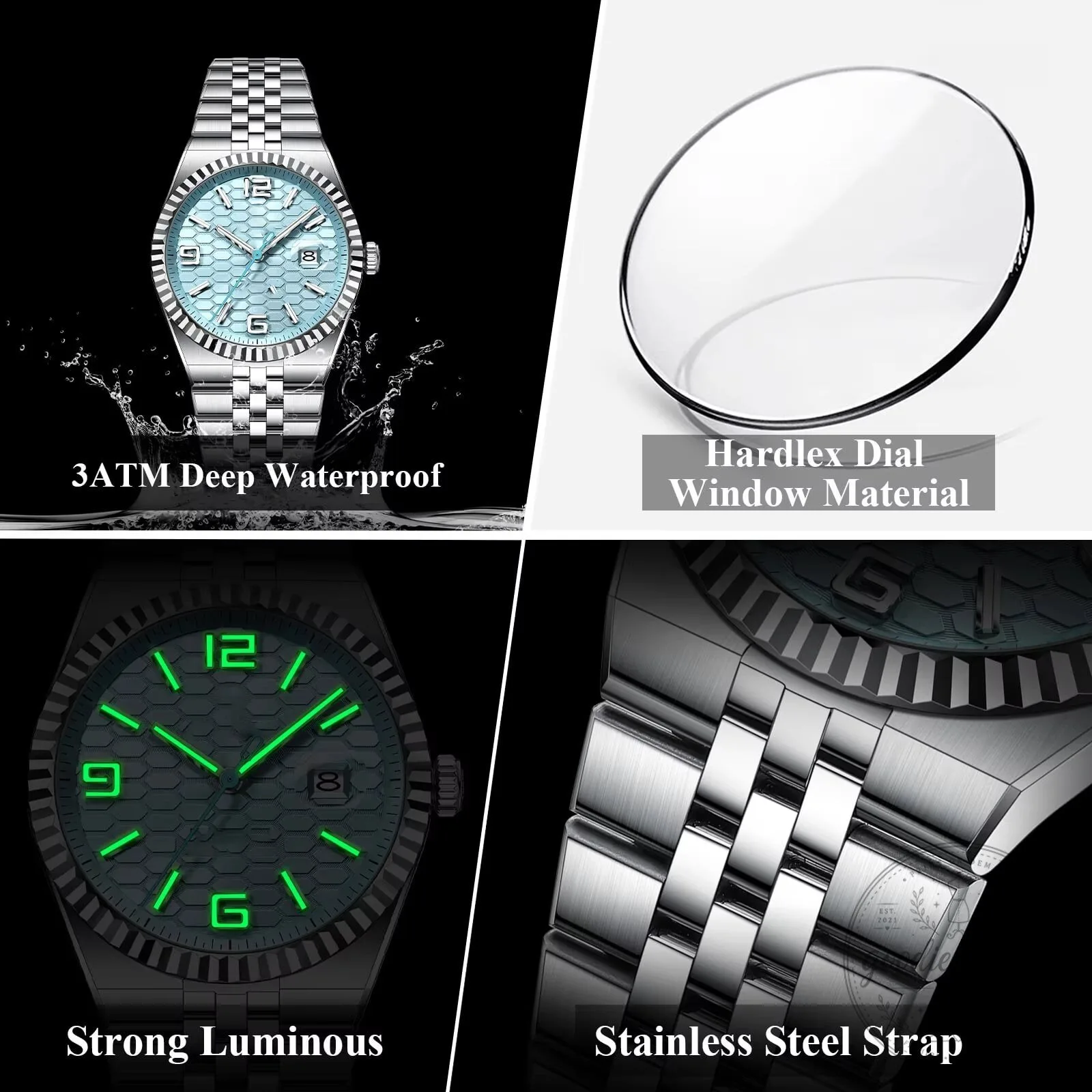 Lincoln Custom Name Elegant Fashion Design Men's Stainless Steel Watch 29 Lincoln Custom Name Elegant Fashion Design Men