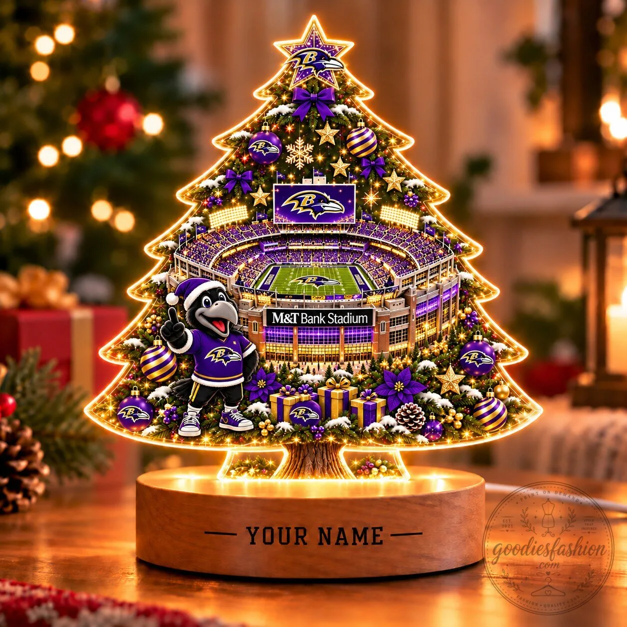 Baltimore Ravens M&T Bank Stadium Christmas Tree LED Light Personalized Gift