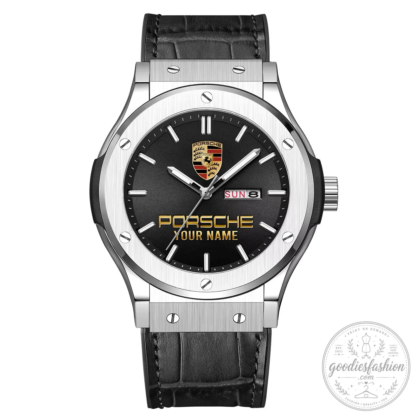Porsche Custom Name Elegant Design Watch with Date Display 16 Porsche Custom Name Elegant Design Watch with Date Display