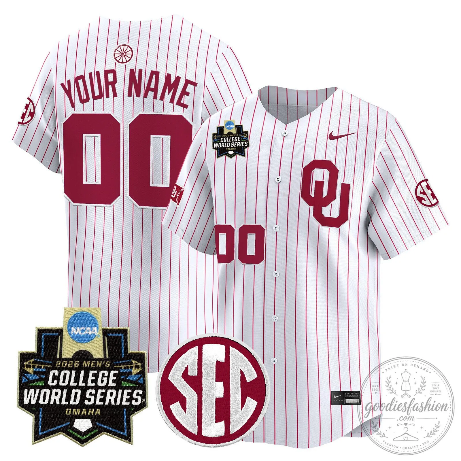 2026 Men's Baseball Jersey for the College World Series - Oklahoma Sooners