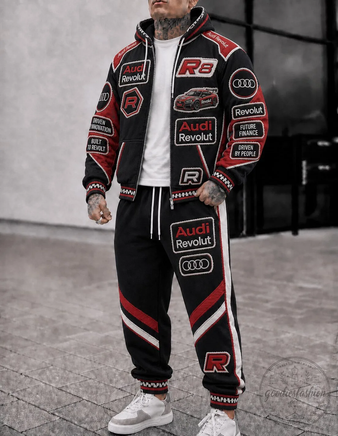 Audi Revolut R8 Racing Car Graphic Patch Zip-Up Hoodie