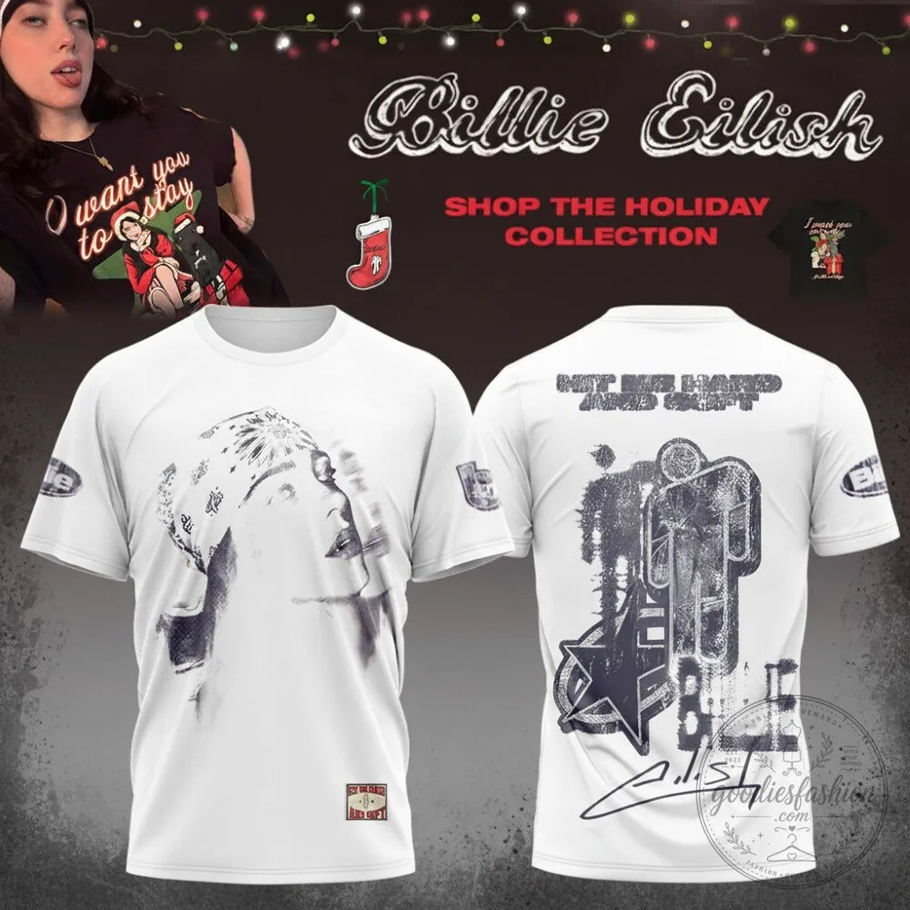 Billie Eilish Shirt White Music Tour Graphic Print T-Shirt