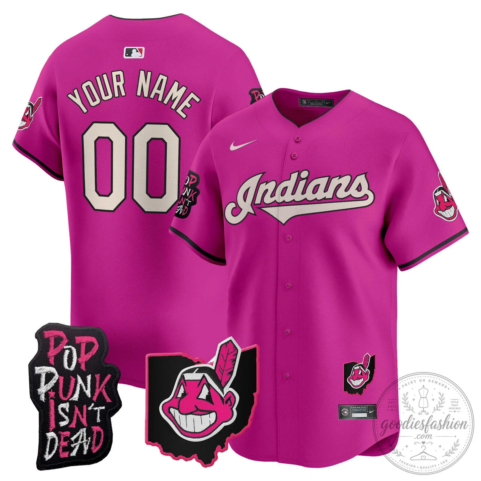 Cleveland Indians Pop Punk Isn't Dead Custom Baseball Jersey