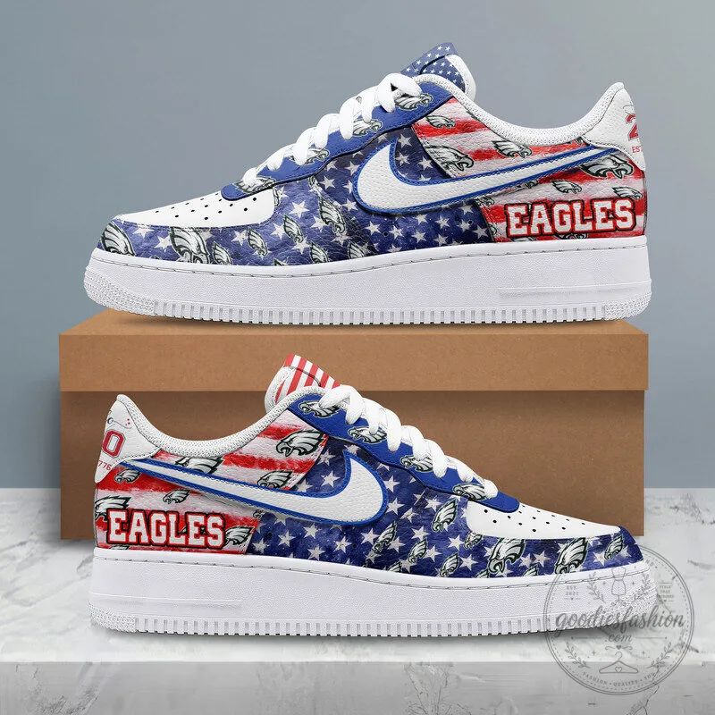 Philadelphia Eagles American Flag Custom Sneakers - NFL Football Team Shoes