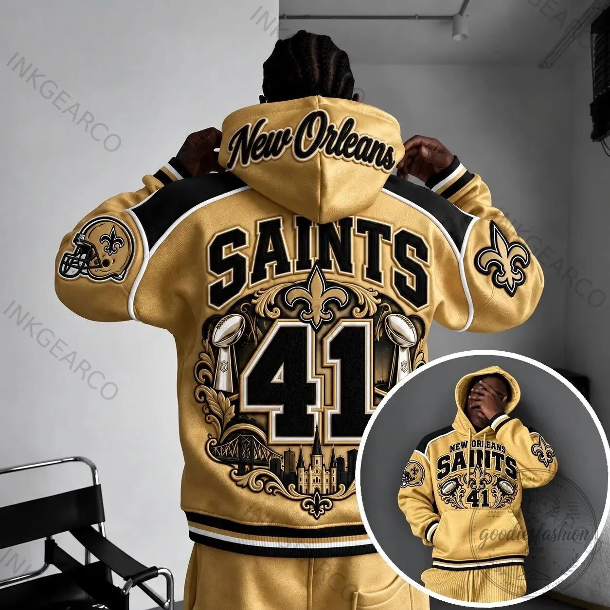 Gold Hoodie for Super Bowl Champions - New Orleans Saints Football Gear 1 Gold Hoodie for Super Bowl Champions - New Orleans Saints Football Gear