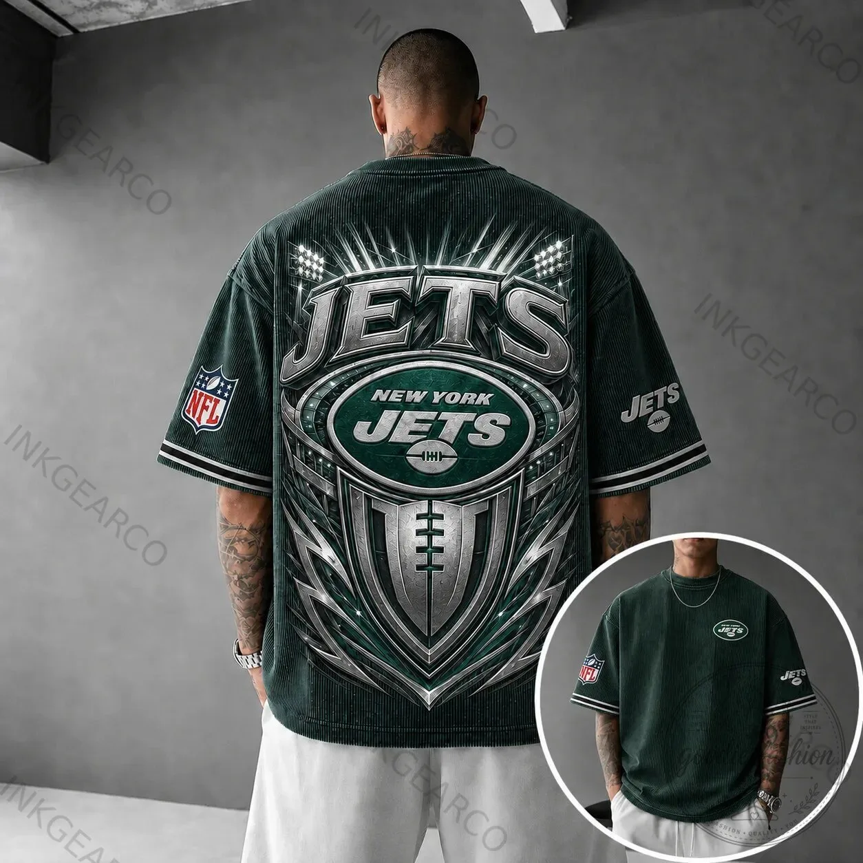 New York Jets NFL Football Team Logo Corduroy T-Shirt