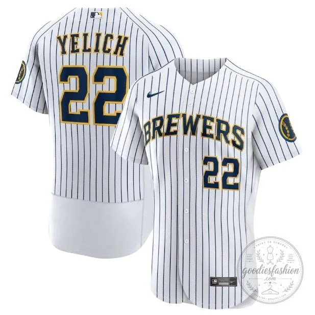 Christian Yelich White Pinstripe Jersey for Milwaukee Brewers Baseball Fans