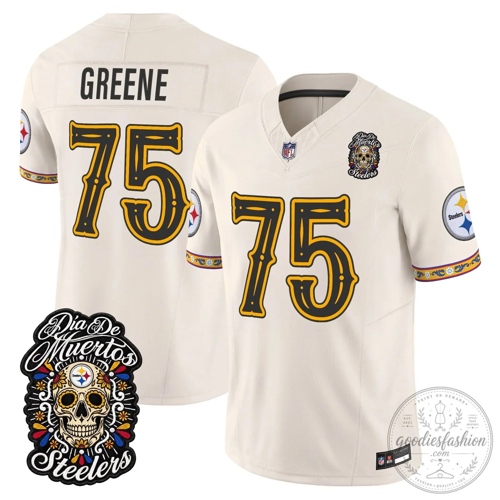 Pittsburgh Steelers Día de los Muertos Rodgers Number 8 Football Jersey 82 Pittsburgh Steelers Día de los Muertos Rodgers Number 8 Football Jersey