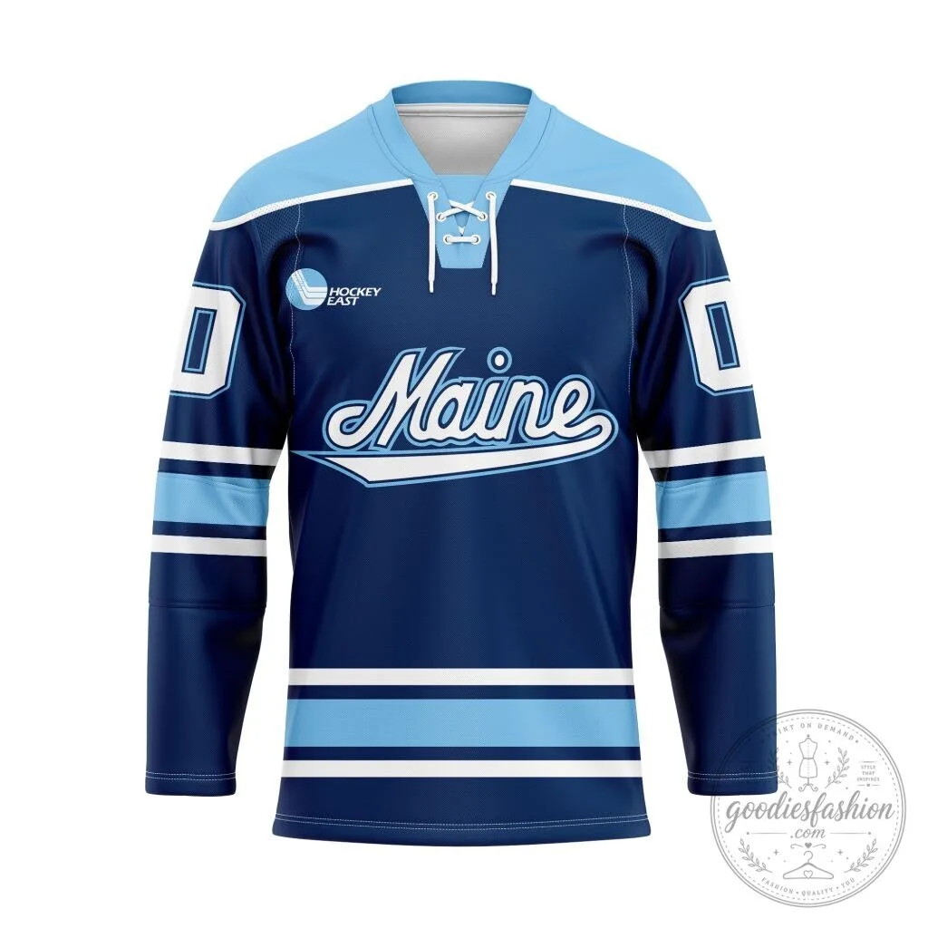 Maine Black Bears Hockey East Personalized Navy Blue Hockey Jersey