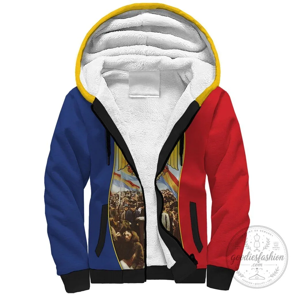 Romania Great Union Day Sherpa Hoodie Alba Iulia Great National Assembly