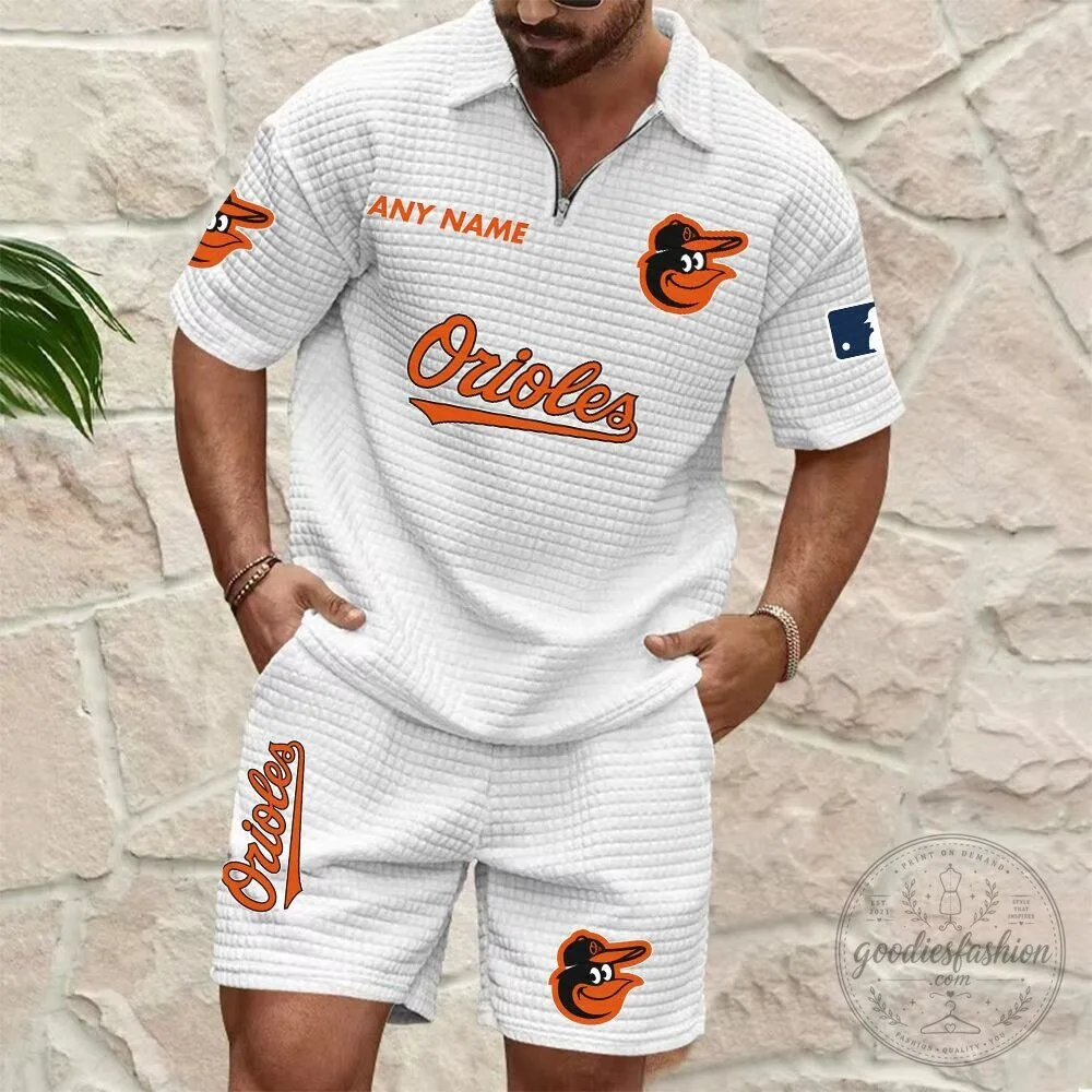 Baltimore Orioles Personalized Name Waffle Knit Polo Shirt and Shorts Set 9 Baltimore Orioles Personalized Name Waffle Knit Polo Shirt and Shorts Set