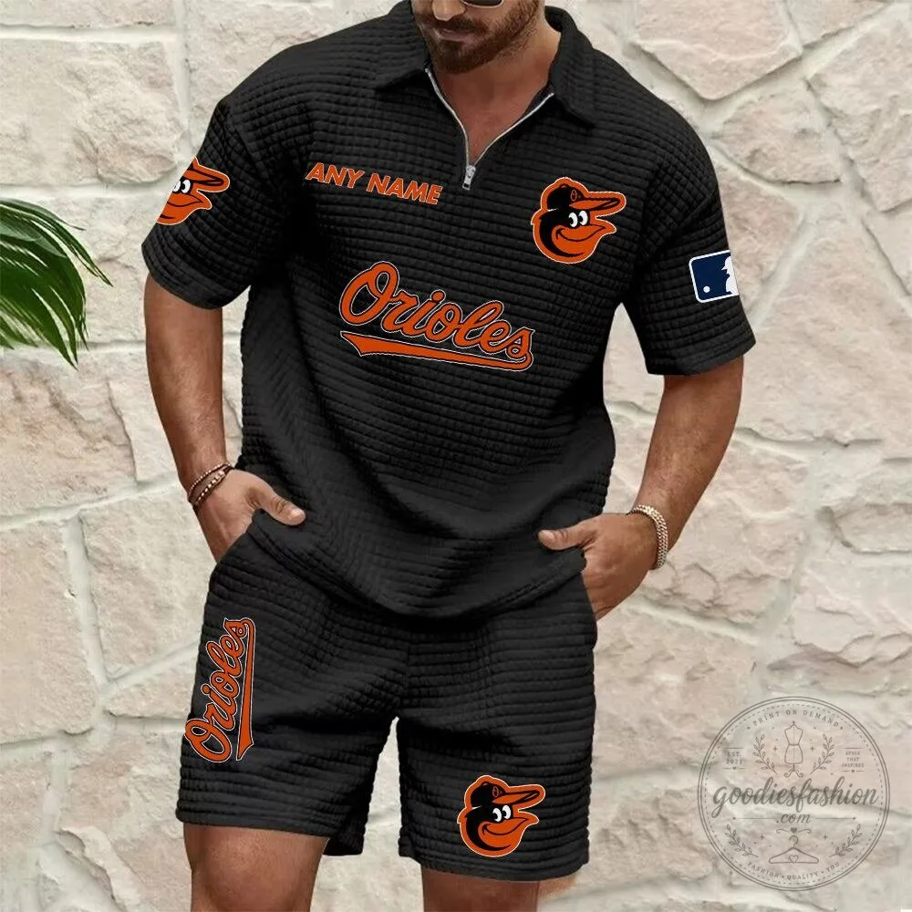 Baltimore Orioles Personalized Name Waffle Knit Polo Shirt and Shorts Set 10 Baltimore Orioles Personalized Name Waffle Knit Polo Shirt and Shorts Set