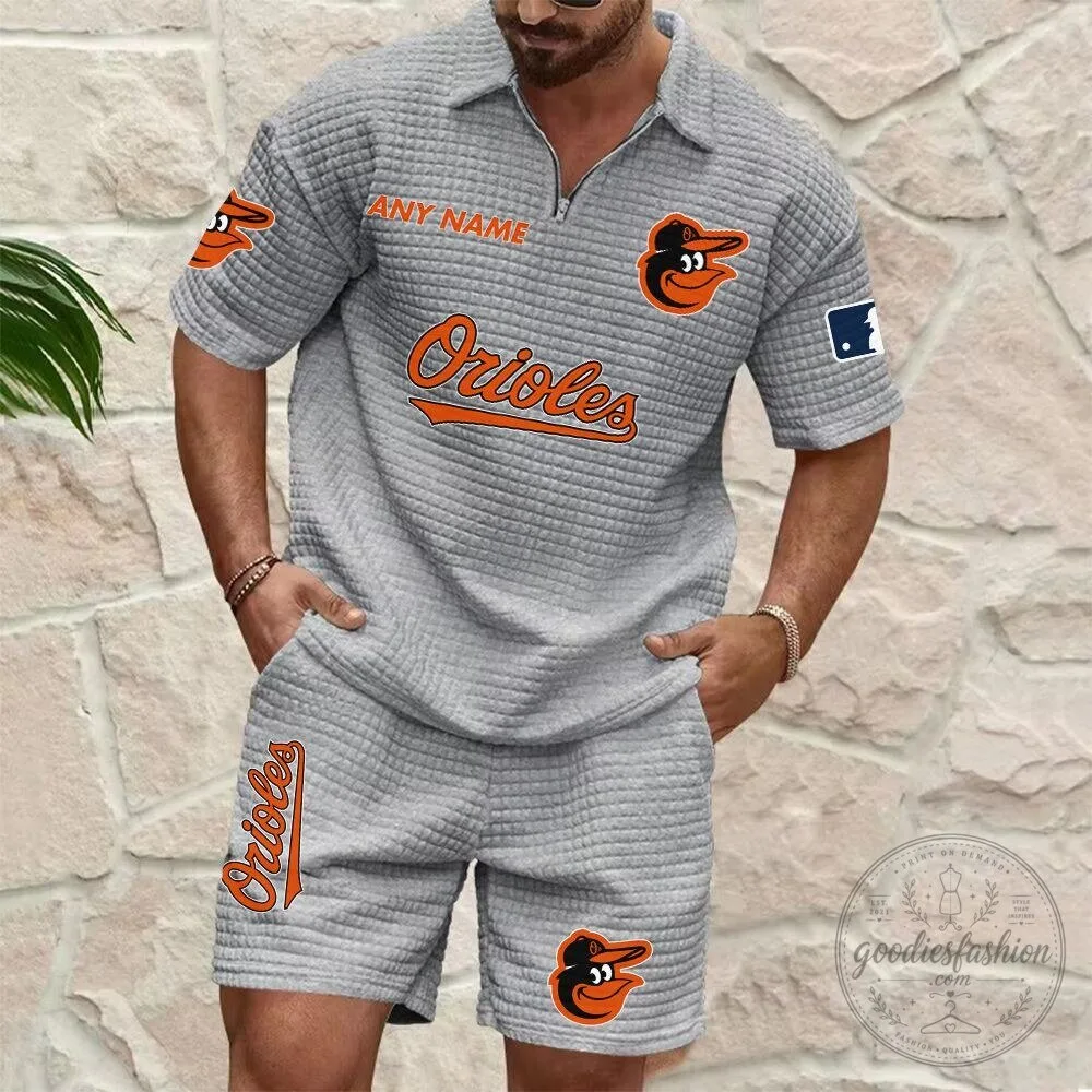Baltimore Orioles Personalized Name Waffle Knit Polo Shirt and Shorts Set 11 Baltimore Orioles Personalized Name Waffle Knit Polo Shirt and Shorts Set