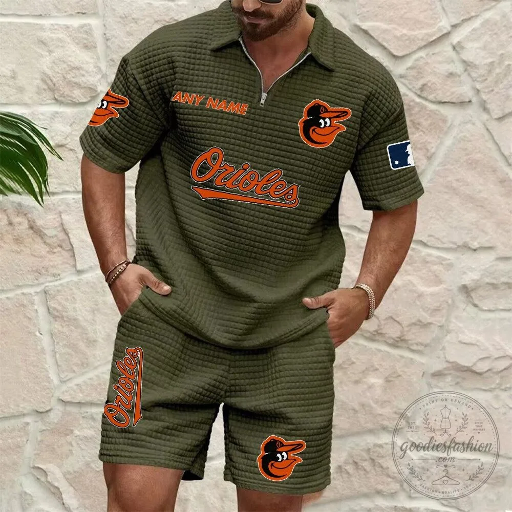 Baltimore Orioles Personalized Name Waffle Knit Polo Shirt and Shorts Set 12 Baltimore Orioles Personalized Name Waffle Knit Polo Shirt and Shorts Set