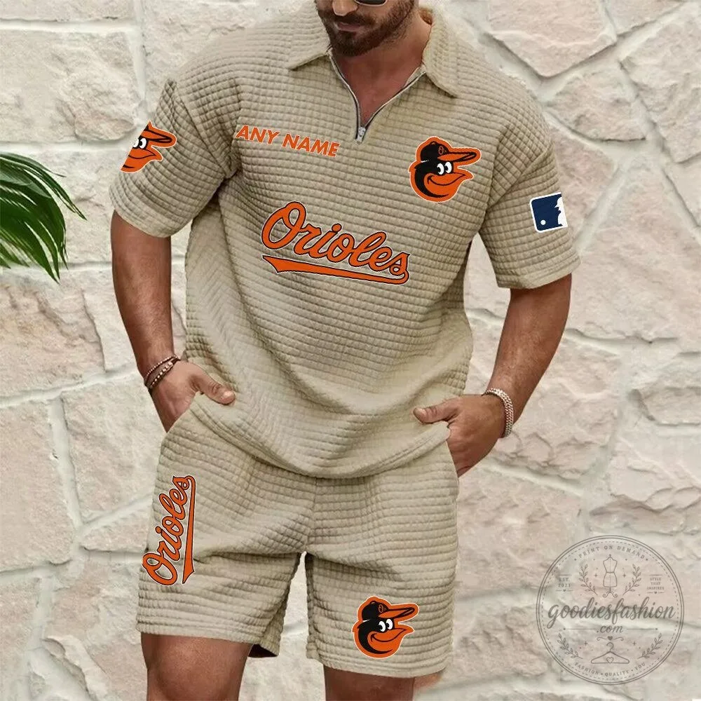 Baltimore Orioles Personalized Name Waffle Knit Polo Shirt and Shorts Set 13 Baltimore Orioles Personalized Name Waffle Knit Polo Shirt and Shorts Set