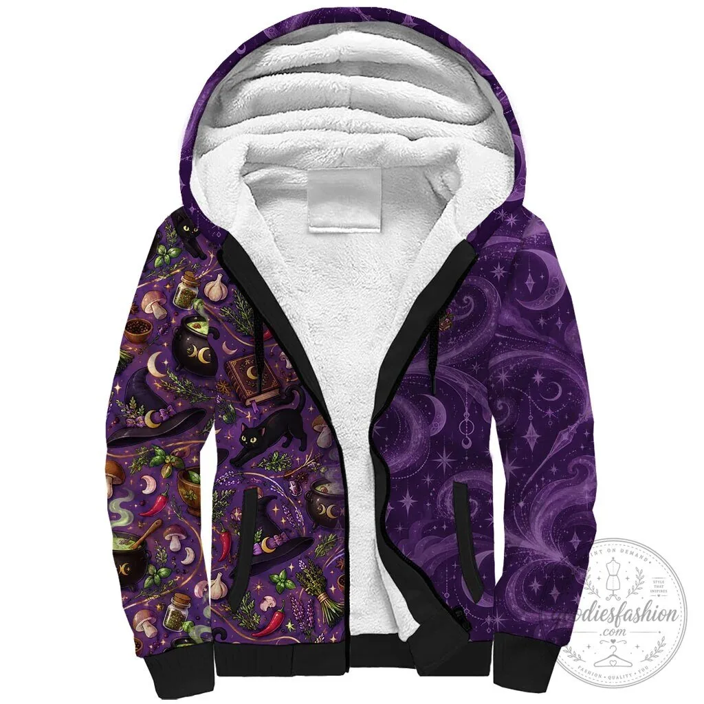 Kitchen Witch Mystical Magic Herb Cauldron Black Cat Sherpa Hoodie 6 Kitchen Witch Mystical Magic Herb Cauldron Black Cat Sherpa Hoodie