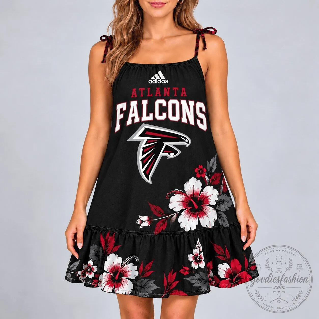 Atlanta Falcons Hibiscus Floral Ruffle Sundress
