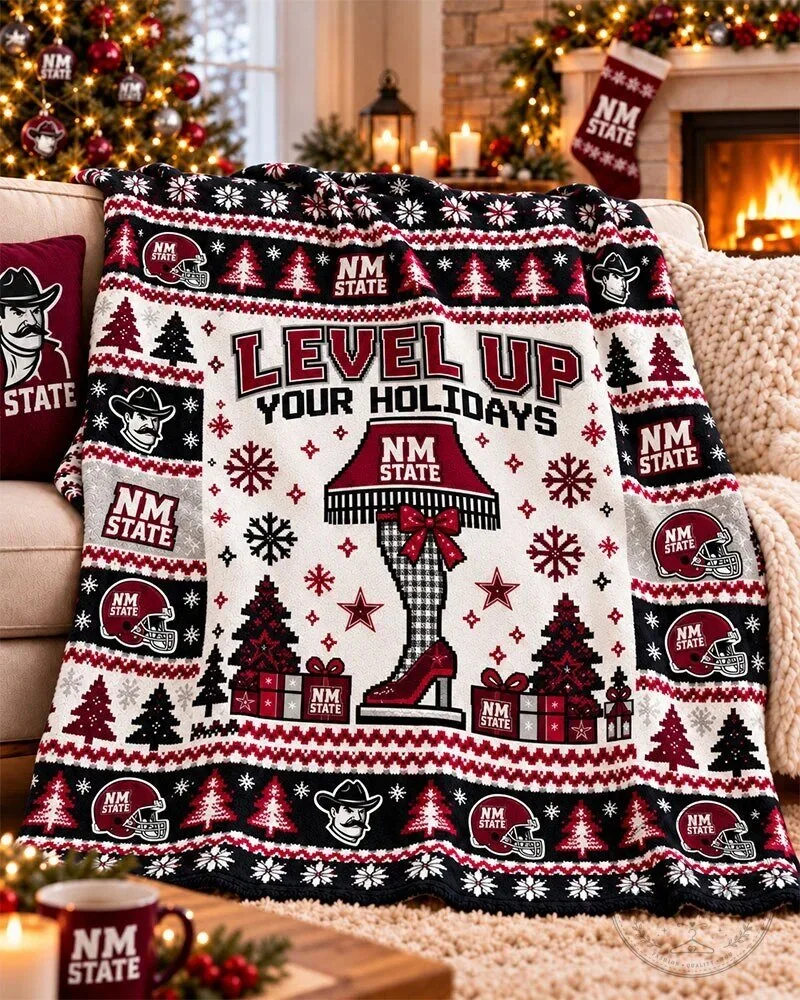 New Mexico State Aggies Level Up Your Holidays Christmas Blanket