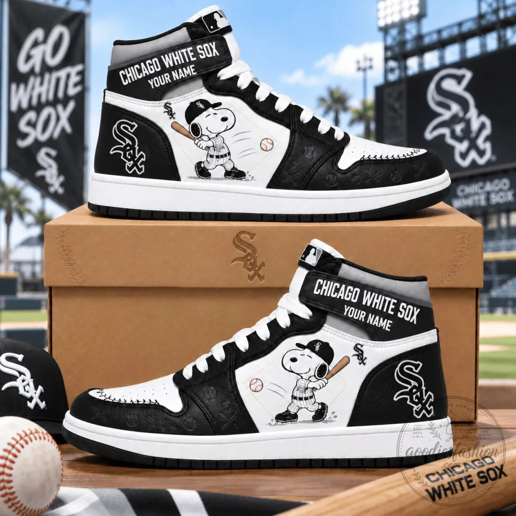 Chicago White Sox Snoopy Baseball Home Run High Top Sneakers Chicago White Sox Snoopy Baseball Home Run High Top Sneakers