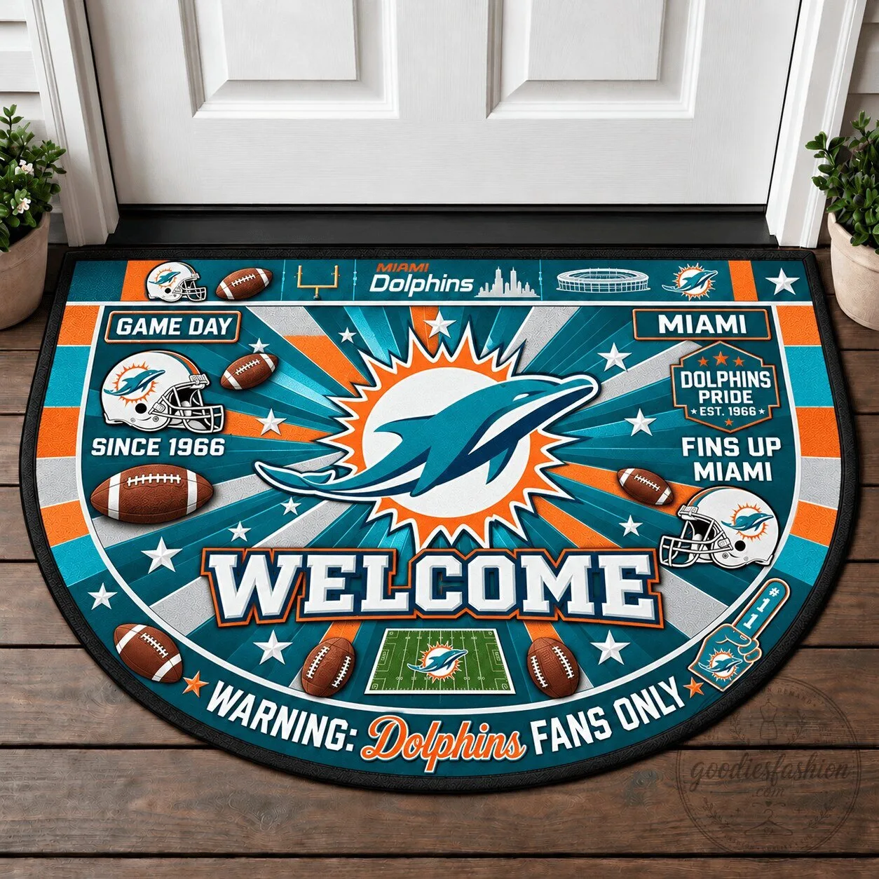 Miami Dolphins Football Team Welcome Doormat for NFL Fans and Home Decor 1 Miami Dolphins Football Team Welcome Doormat for NFL Fans and Home Decor