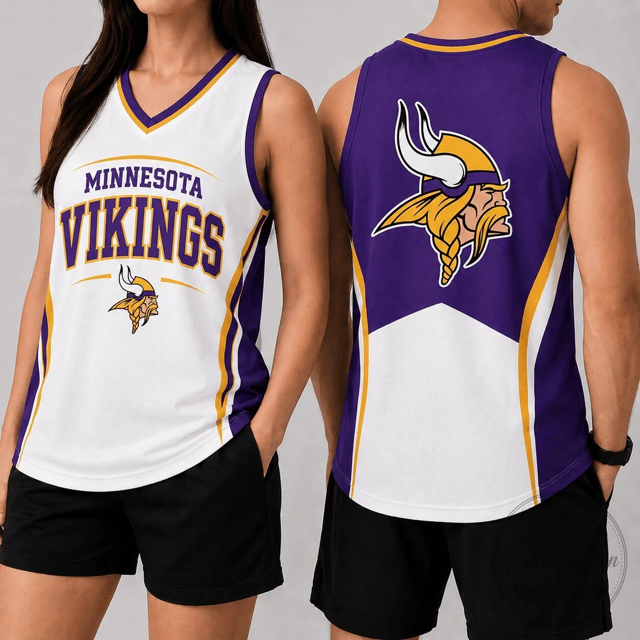 Minnesota Vikings NFL Football Team White and Purple Fan Tank Top