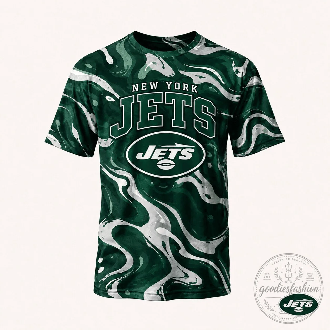 New York Jets Fan Shirt NFL Football Team Green Swirl Pattern T-Shirt