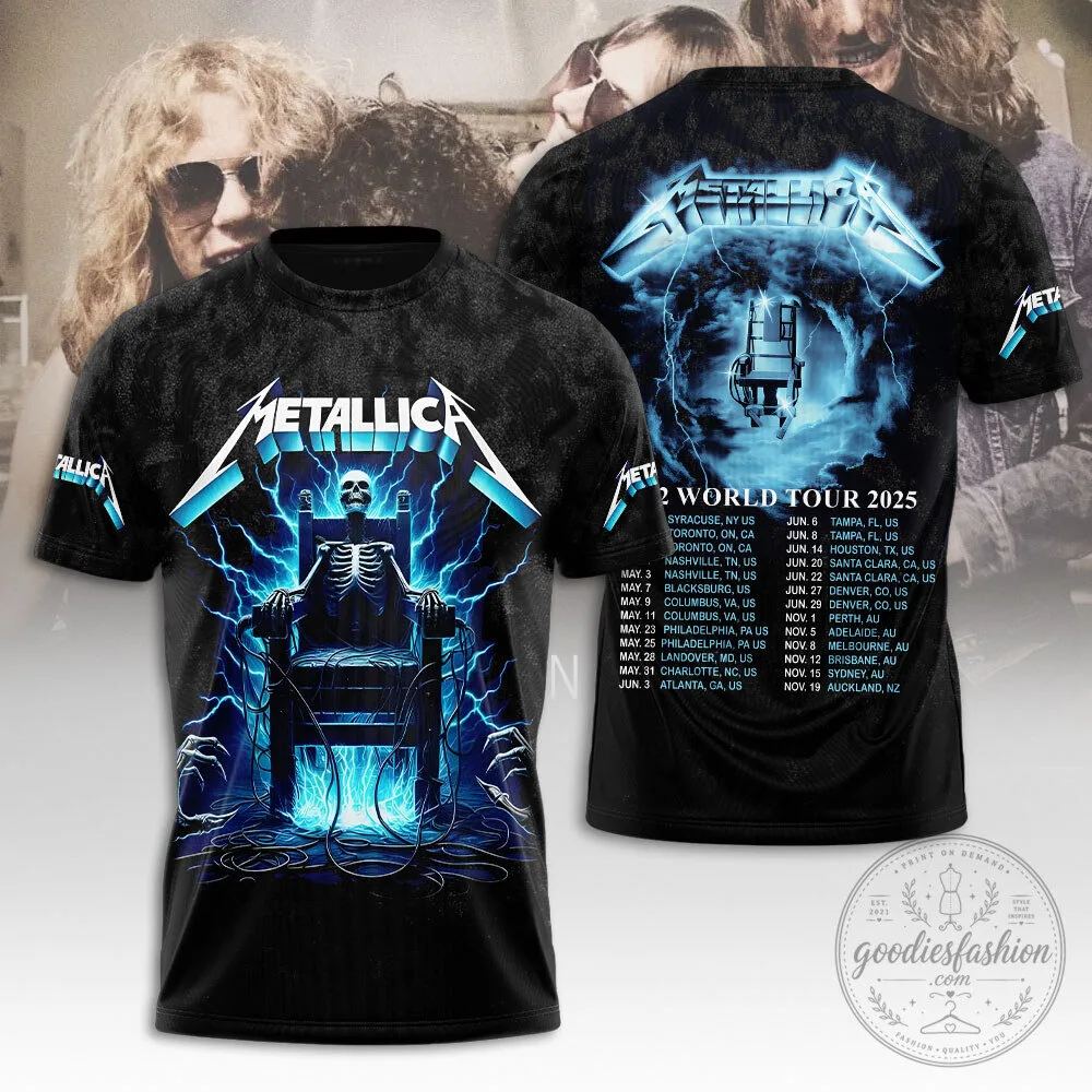 Metallica Ride The Lightning World Tour 2025 Concert Schedule T-Shirt