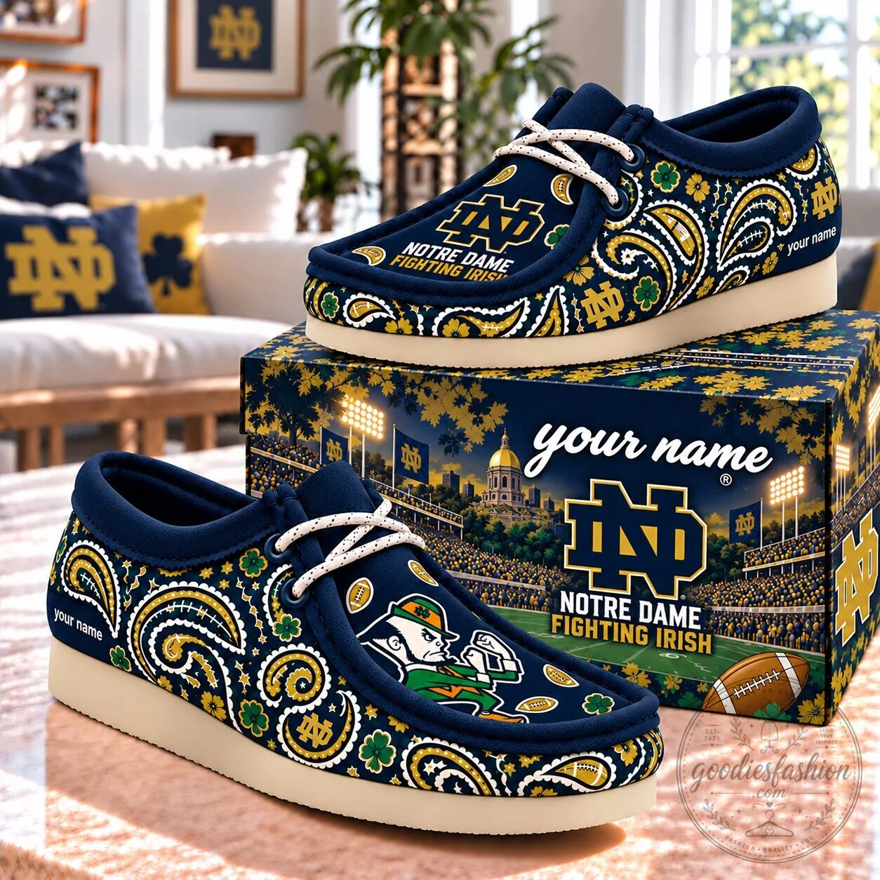 Notre Dame Fighting Irish NCAA Personalized Paisley Pattern Shoes 1 Notre Dame Fighting Irish NCAA Personalized Paisley Pattern Shoes