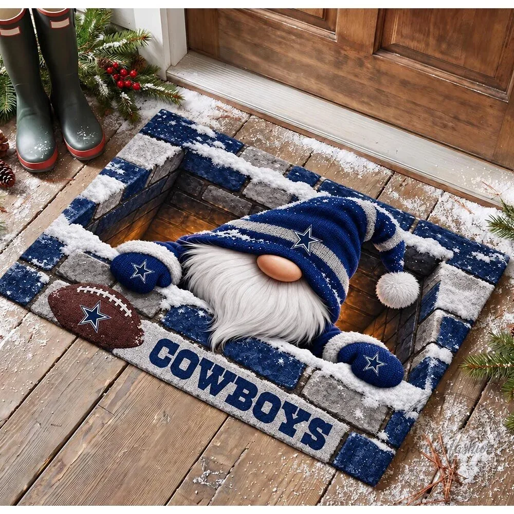 Dallas Cowboys Football Team Gnome Christmas Holiday Doormat