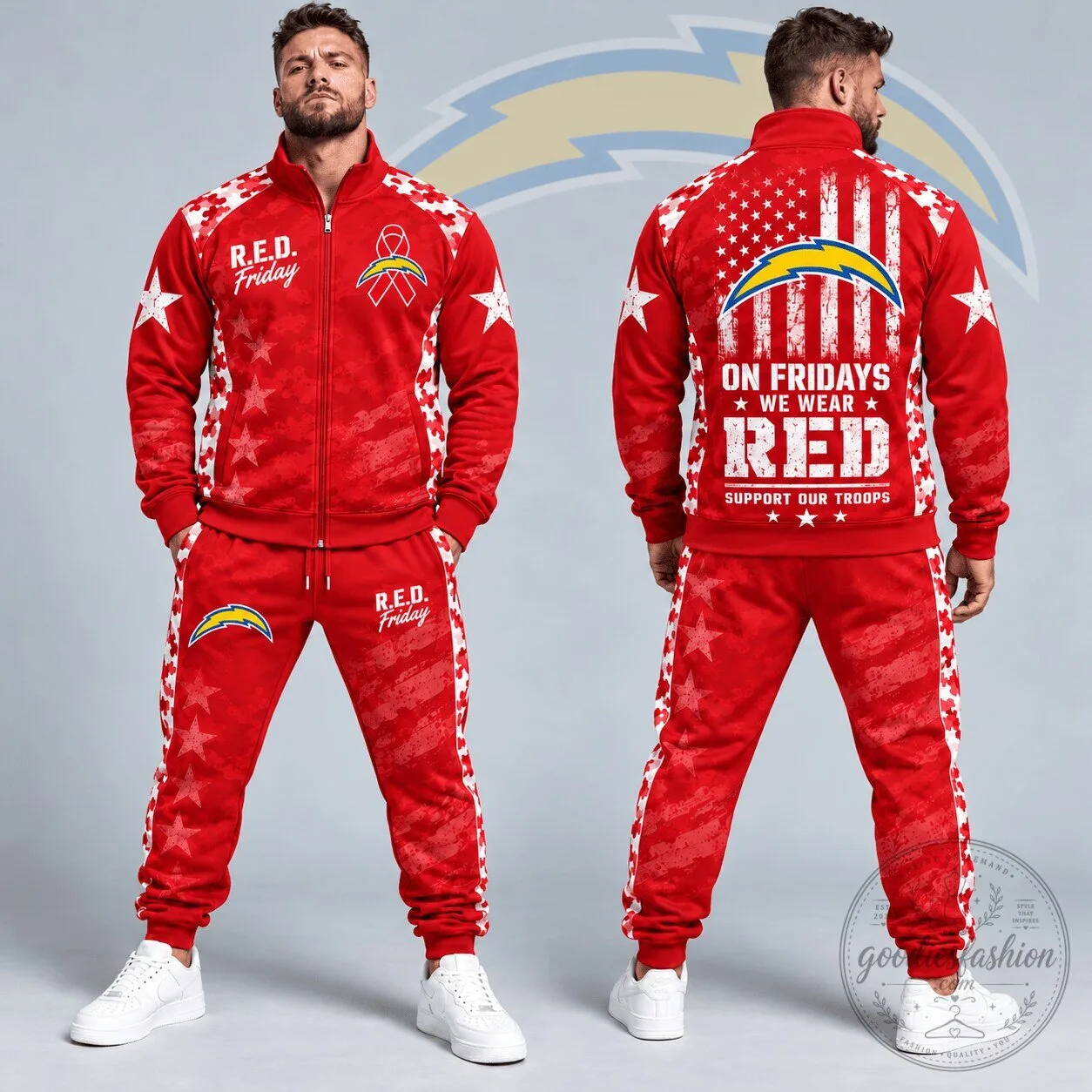 Los Angeles Chargers R.E.D. Friday Military Camouflage Stars and Stripes Tracksuit