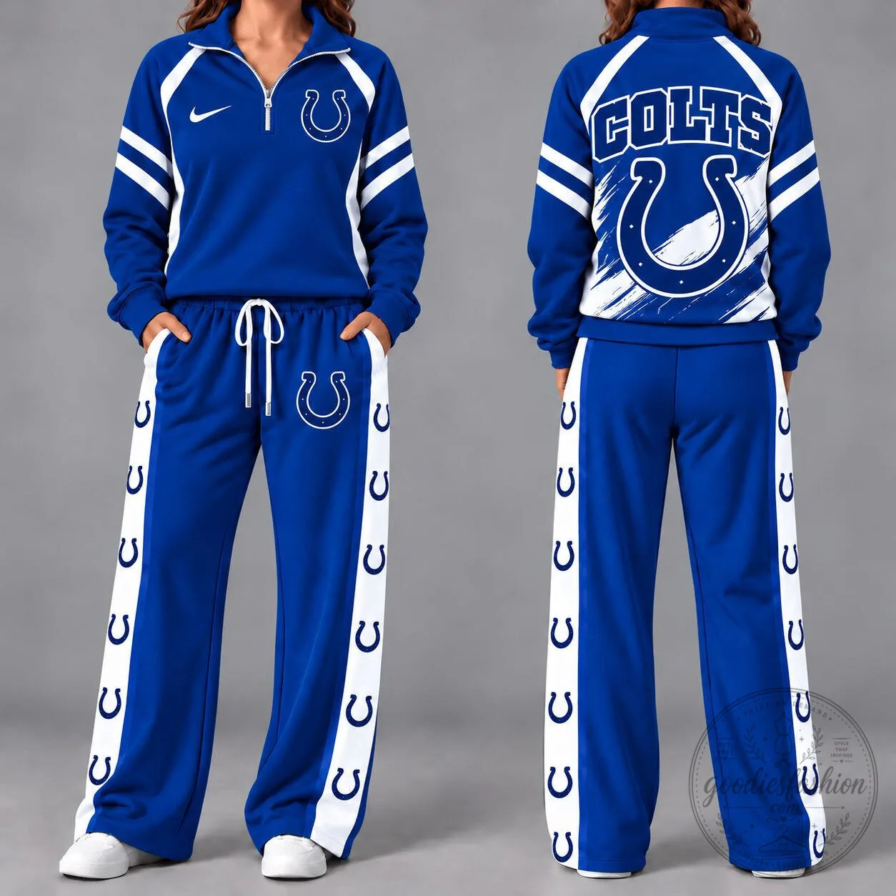 Indianapolis Colts Women's Blue Quarter-Zip Pullover and Wide-Leg Pants Set