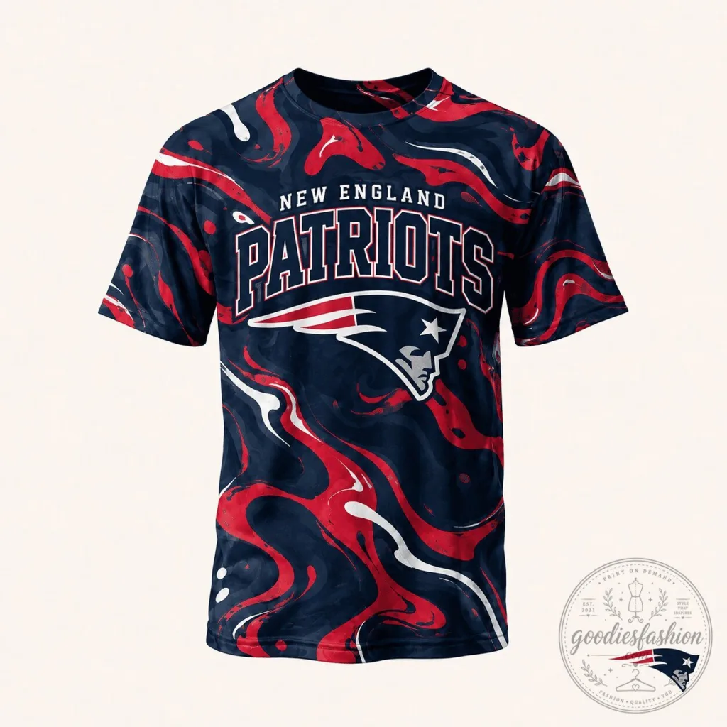 New England Patriots NFL Fan Shirt, Hydro Swirl Pattern T-Shirt New England Patriots NFL Fan Shirt, Hydro Swirl Pattern T-Shirt